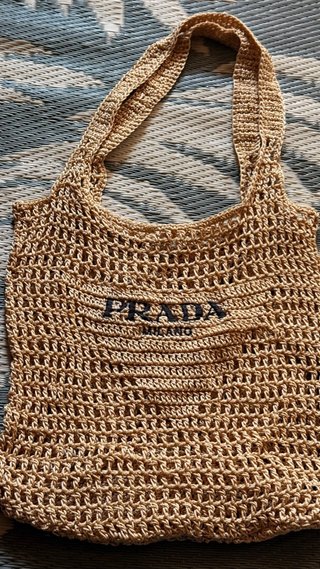 Bolso de playa crochet Prada Beige