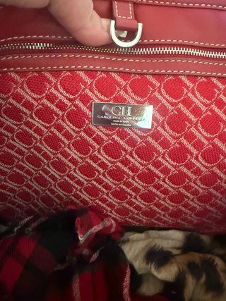 Bolso Carolina Herrera CH Rojo y Beige