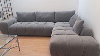 Sofá chaise longue gris tela