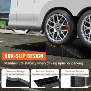 Rampas para coches, 1 pieza de rampa de servicio de perfil bajo, capacidad de carga de 9071.8 kg, altura de elevación de 14 cm, rampa de neumáticos de alta resistencia para cambios de aceite, elev...