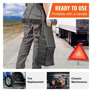Rampas para coches, 1 pieza de rampa de servicio de perfil bajo, capacidad de carga de 9071.8 kg, altura de elevación de 14 cm, rampa de neumáticos de alta resistencia para cambios de aceite, elev...