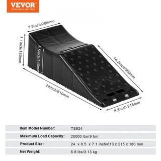 Rampas para coches, 1 pieza de rampa de servicio de perfil bajo, capacidad de carga de 9071.8 kg, altura de elevación de 14 cm, rampa de neumáticos de alta resistencia para cambios de aceite, elev...