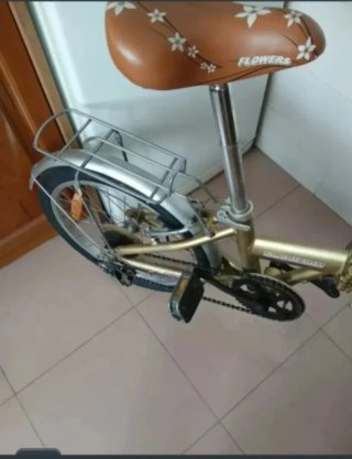 Bicicleta Plegable Aluminio Dorada