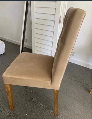 Juego de 6 sillas de salón, 4 beige y 2 negras