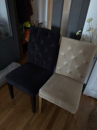 Juego de 6 sillas de salón, 4 beige y 2 negras