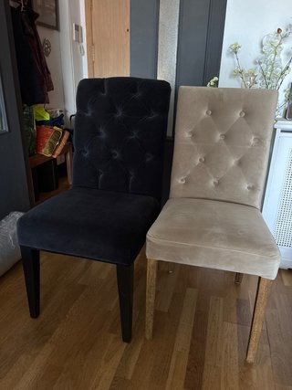 Juego de 6 sillas de salón, 4 beige y 2 negras