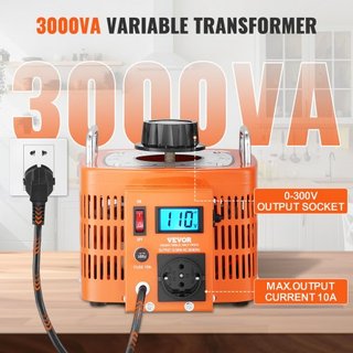Transformador de Voltaje Variable Automático de 3000VA, 10 Amperios, Entrada de 230V Salida de 0-300V Regulador de Voltaje AC, con Pantalla LCD 4 Fusibles Extra Interruptor de Control Térmico para...