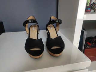 Sandalias negras tacón plataforma