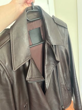 Chaqueta Cuero Massimo Dutti Talla M Marrón