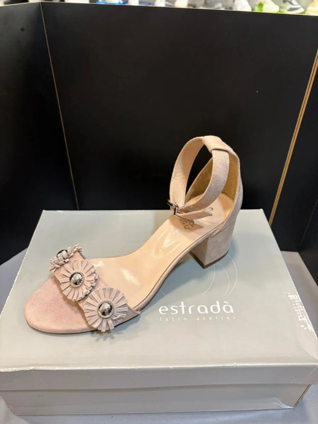 Talla 38 Sandalias Estrada Beige/Rosa Flores