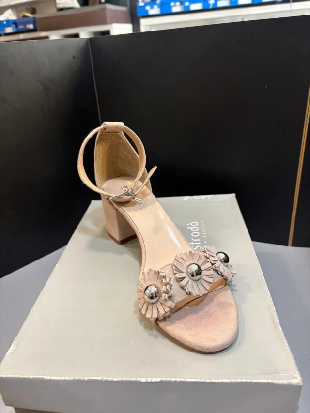 Talla 38 Sandalias Estrada Beige/Rosa Flores