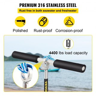 Ancla de Arena, Auger de 36" de Longitud para la Playa y el Banco de Arena, Ancla de Tornillo de Acero Inoxidable 316 con Mango Removible, Línea de Bungee y Bolsa de Transporte, para Jet Ski PWC P...