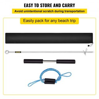 Ancla de Arena, Auger de 36" de Longitud para la Playa y el Banco de Arena, Ancla de Tornillo de Acero Inoxidable 316 con Mango Removible, Línea de Bungee y Bolsa de Transporte, para Jet Ski PWC P...