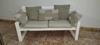 Banqueta Terraza Beige y Blanca