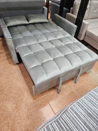 Sofá Cama 2 Plazas Gris Plata
