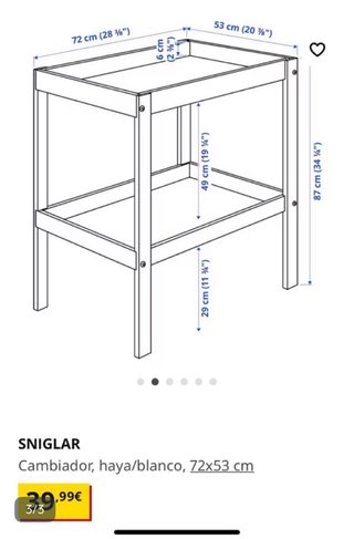 Cambiador bebé madera 2 niveles