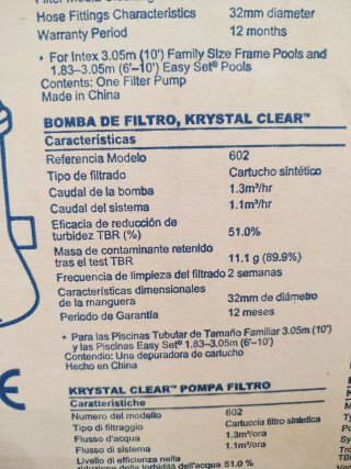 Filtro Piscina Intex krystal clear 602