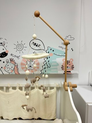 Móvil Cuna Madera Bebé Animales Felt