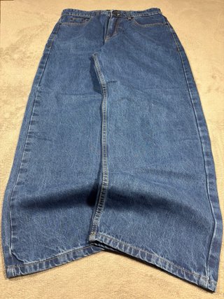 Baggy jeans embroidered blue denim Japan style 90'