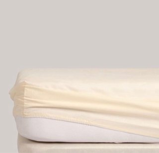 Sábana bajera beige cama 105cm algodón