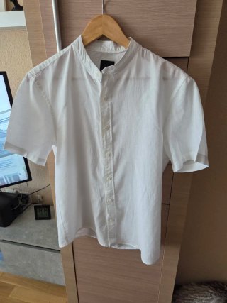 Camisa Lino Blanca Cuello Mao