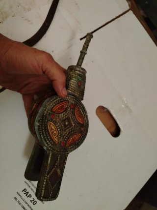 Antico soffietto da camino decorato - nord Africa