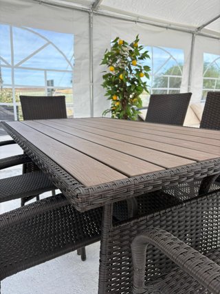 Comedor de jardín ratán y metal