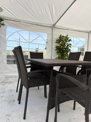 Comedor de jardín ratán y metal