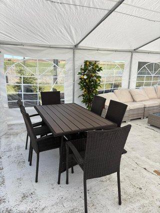 Comedor de jardín ratán y metal