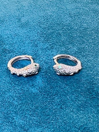 Pendientes Serpiente Plata y piedra natural.
