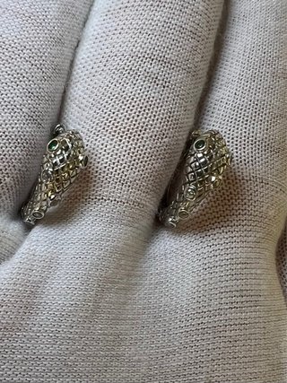 Pendientes Serpiente Plata y piedra natural.