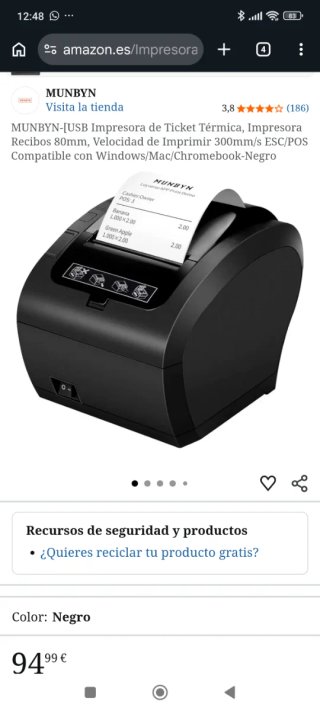 Impresora de Recibos. Impresión de ticket termico