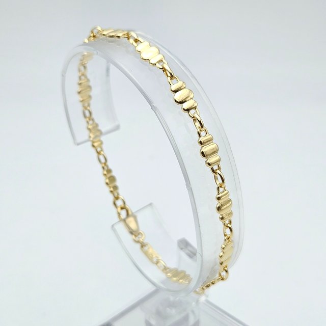 Pulsera de Oro Maciza 18K Combinada, 8,2gr, 18,5cm