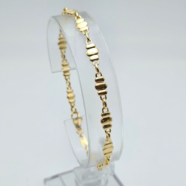 Pulsera de Oro Maciza 18K Combinada, 8,2gr, 18,5cm