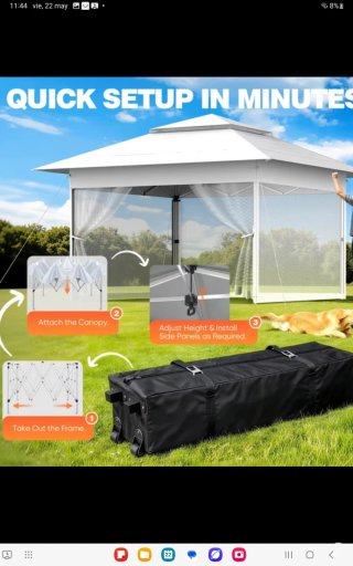 Carpa plegable 4x4m beige doble techo