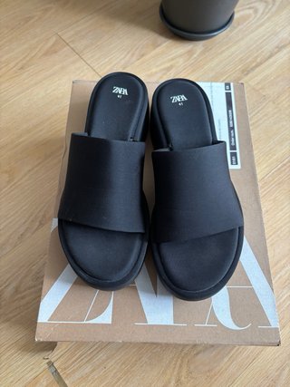 Sandalias Zara Plataforma Negras Talla 41