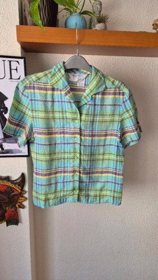 Camicia in lino verde multicolore Max Mara