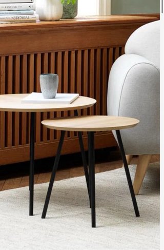 Mesa de café redonda madera y metal
