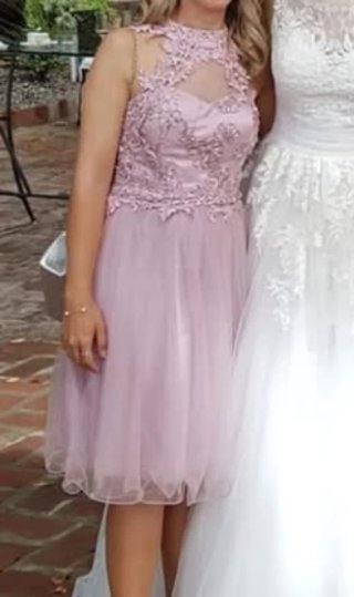 Vestido fiesta boda graduación rosa T.XS