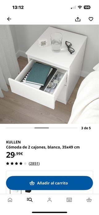 Cómoda 2 cajones IKEA KULLEN blanca