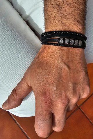 Pulsera Hombre Piel y Acero