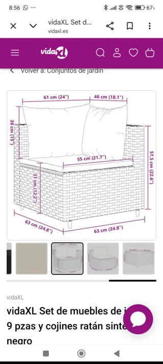 Conjunto de Muebles de Jardín Ratán