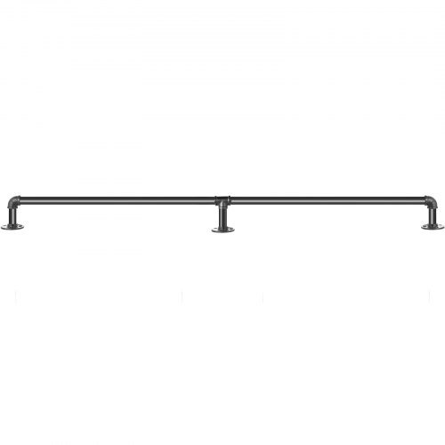 Pasamanos de Escalera de Tubo, Pasamanos de Escalera de 213.4 cm, Pasamanos de Tubo de Acero Carbono con Capacidad de Carga de 199.6 kg, Pasamanos de Tubo Industrial con Soporte de Montaje en Pare...