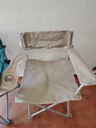 2 Sillas Playa Plegables Azul y Beige