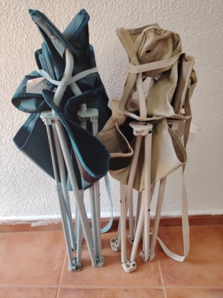 2 Sillas Playa Plegables Azul y Beige