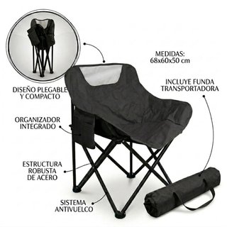 Pack 2 Sillas Plegables Camping / Playa 68x60x50cm