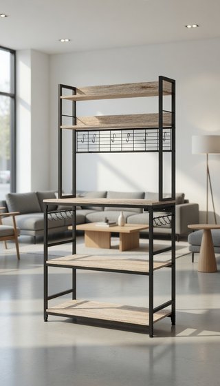 Estantería Multiuso Negra y Madera