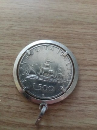 500 Lire Tre Caravelle Pendente