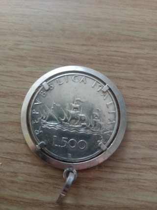 500 Lire Tre Caravelle Pendente