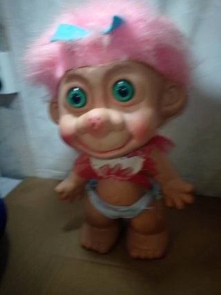 Muñeco Troll Antiguo Rosa